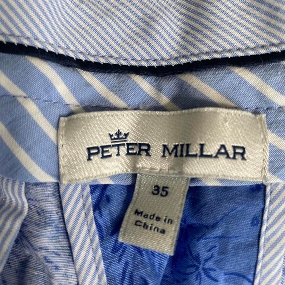 Peter Millar Men's Blue Tropical Print Golf Shorts Size 35 Flat Front - Picture 2 of 7